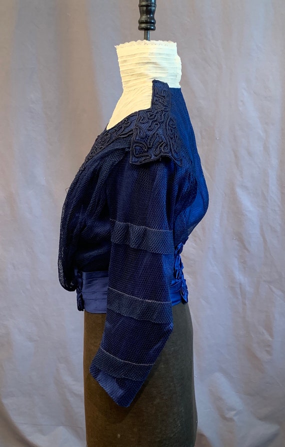 Victorian Silk Blouse c1900 Royal Blue - image 5