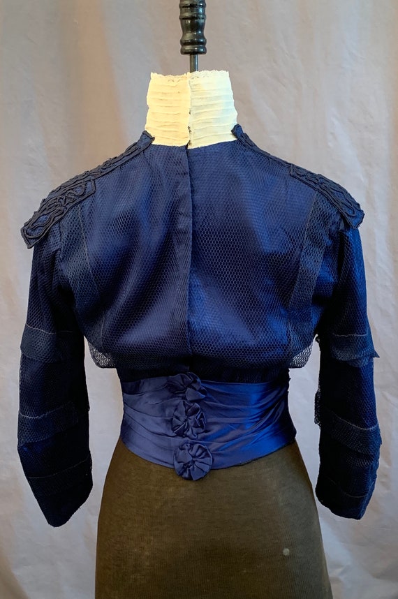 Victorian Silk Blouse c1900 Royal Blue - image 4