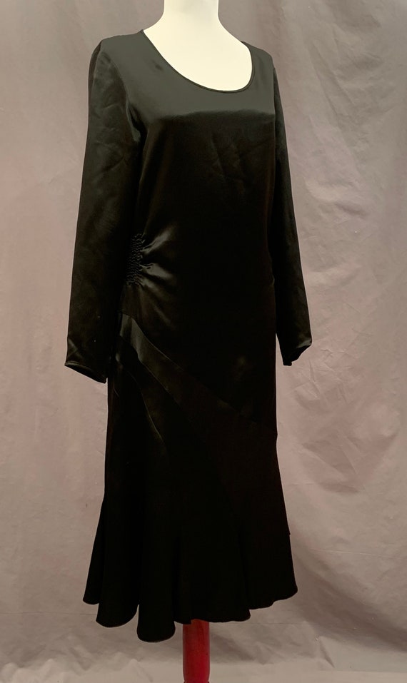 Black Satin Dress c1930 Art Deco Elegant