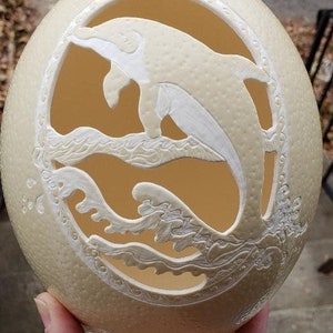 Carved Dolphin Ostrich Egg image 2