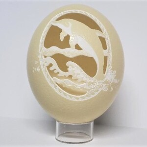 Carved Dolphin Ostrich Egg image 1