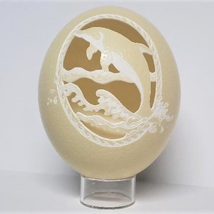 Carved Dolphin Ostrich Egg