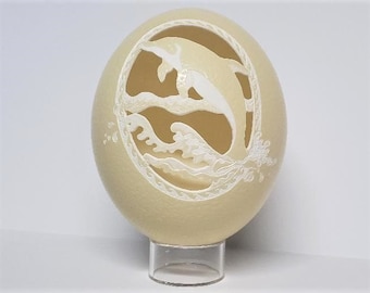 Carved Dolphin Ostrich Egg