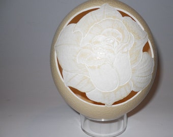 Carved Rose Ostrich Egg