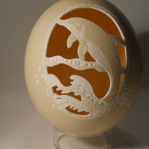 Carved Dolphin Ostrich Egg image 5