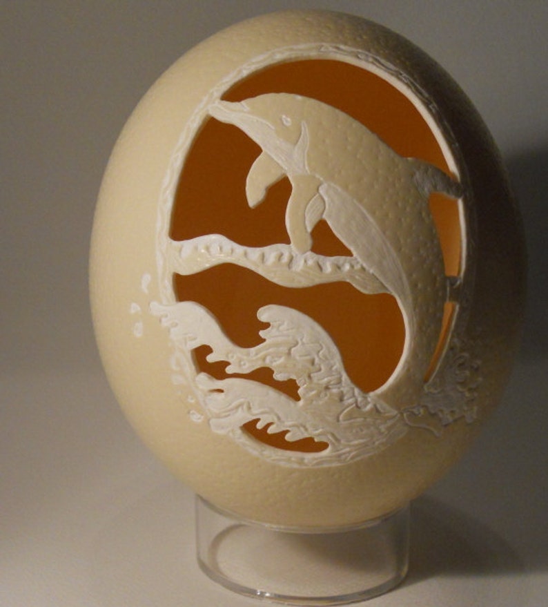 Carved Dolphin Ostrich Egg image 5