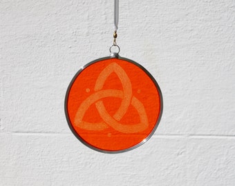 Orange Stained Glass Trinity Suncatcher