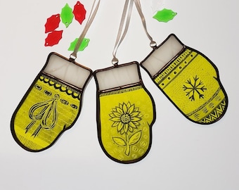 Hand-painted Stained Glass Mitten