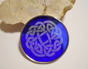 Blue Glass Celtic Knot Suncatcher