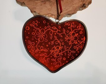 Painted Red Glass heart