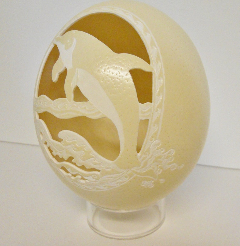 Carved Dolphin Ostrich Egg image 4