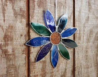 Blue and Teal Flower Suncatcher