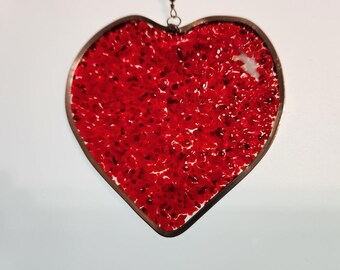 Red Fused Glass Heart