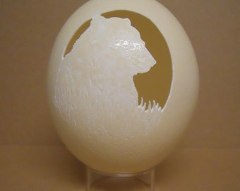 Carved Bear Ostrich Egg