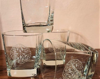 Celtic Knot Whisky Glasses, Set of Four