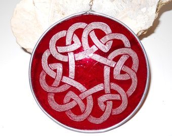 Red Stained Glass Celtic Suncatcher