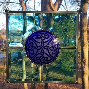 Teal and Cobalt Blue Paisley Pattern Suncatcher image 6