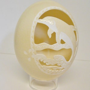 Carved Dolphin Ostrich Egg image 3