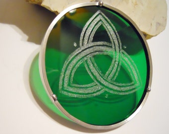 Green Stained Glass Trinity Suncatcher