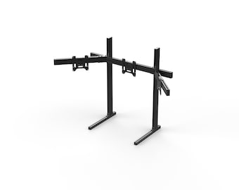 Adjustable Aluminum Triple Monitor Stand: VESA Compatible Sim Racing Rig