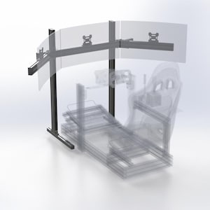 Triple Monitor Stand for Sim Racing | Adjustable Aluminum Screen Mount for 3 Monitors | VESA Compatible Rig Display Stand