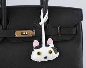 Leather Cat Charm, Handmade Cat Bag Charm, Cute Cat Leather  Purse Charm, Cat  Keychain, Handmade Leather Gift for cat lover