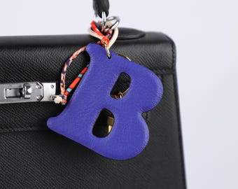 Personalized Leather Monogram Bag Charm: Handmade Initial Keychain