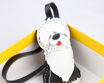 Llavero de piel con forma de perro pastor cosido a mano – Accesorio para bolso con forma de perro pastor OES