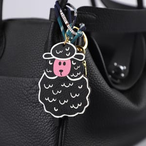 Handmade Chevre Leather Sheep Keychain | Cute Lamb Purse Charm | Soft Animal Accessory | Whimsical Gift for Her