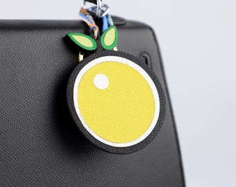 Handmade Chevre Leather Orange Charm: Citrus Purse Accessory