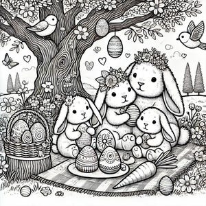 Easter Coloring Book for Kids - 70 Cute Printable Pages - Happy Bunny ...