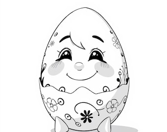 Easter Egg Printable Art, Black & White + Color (A4 PDF)