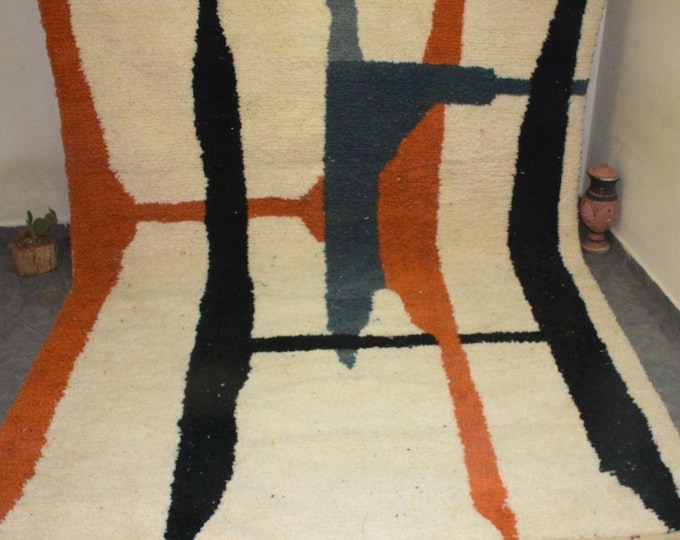 Handmade Moroccan Berber Rug: Tufted Wool, Modern Boho Area Rug
