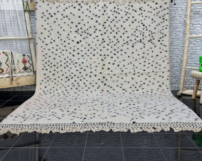 Handmade Moroccan Wool Rug: Black Polka Dot Berber Rug