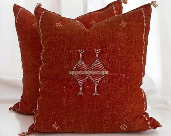 Handmade Moroccan Cactus Silk Pillow Cover: Boho Tribal Throw Cushion
