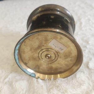 Vintage Solid Brass Planter Pot, Aged Patina Rustic Vase, Mid Century Decor