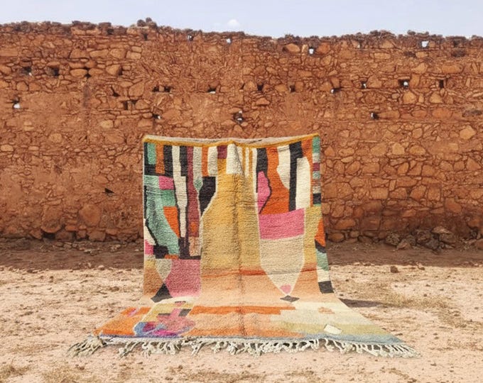 Handmade Beni Ourain Rug: Blush Pink Moroccan Berber Rug, 8x10 ft