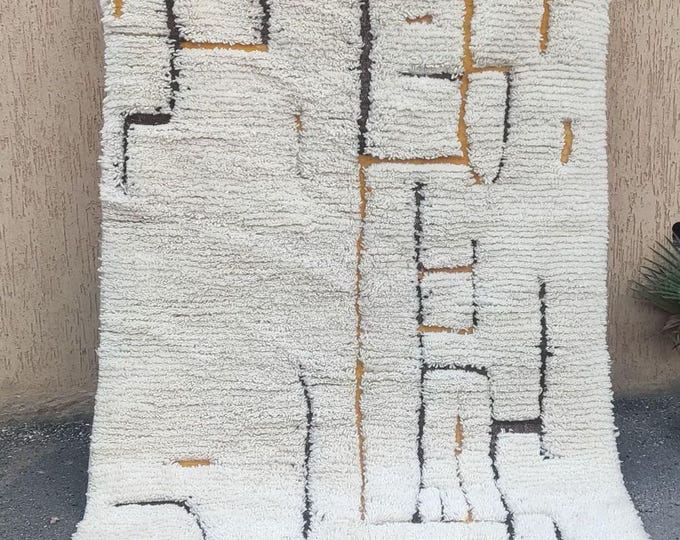 Custom Handmade Moroccan Rug – Minimalist Wool Berber Carpet | Neutral Beni Ourain Style Area Rug | Modern Boho Decor