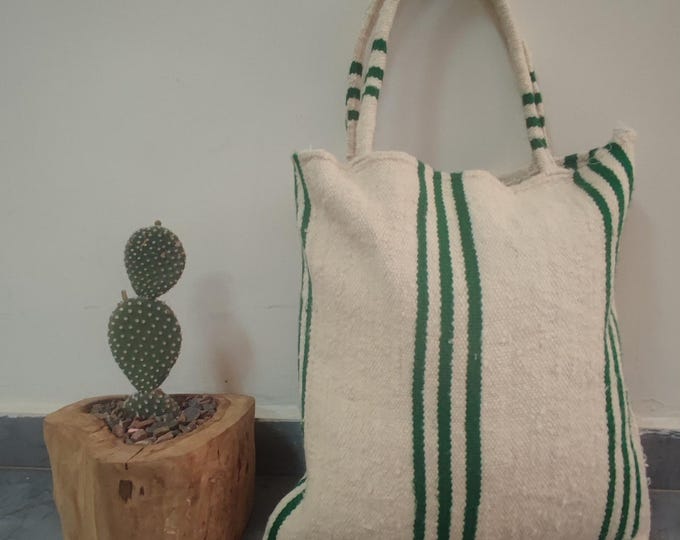 Handmade Moroccan Hanbel Shoulder Bag – Authentic Natural Wool, Boho Ethnic Design, Eco-Friendly Crossbody, Artisan Woven Accessory