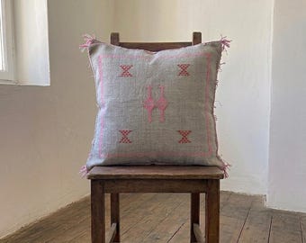 Sabra Handmade Cotton Cushion Cover 18x18 Inch | Boho Pillow Cover | Moroccan Tribal Geometric Throw Pillow | Rustic Handmade Home Decor