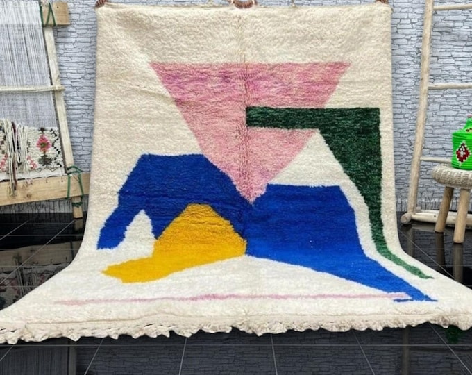 Moroccan rug, handmade wool rug, beni ourain rug, personalized home carpet, berber rug for living room, custom size rug, moroccan carpet