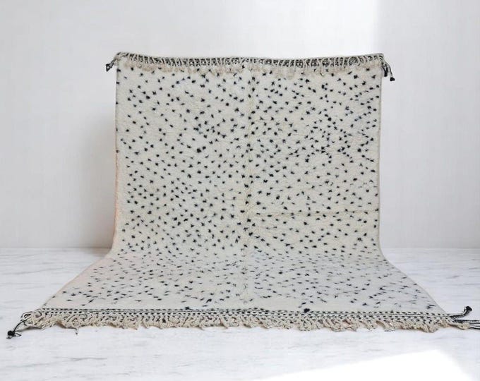 Handmade Moroccan Wool Rug: Black Polka Dot Berber Rug