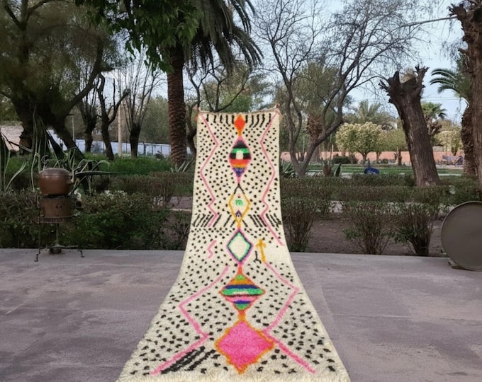 MOROCCAN HALLWAY RUG – Custom Runner rug - Handmade runner carpet – narrow morrocan rug - Pink Berber rug- Beni ourain rug- Genuine wool rug