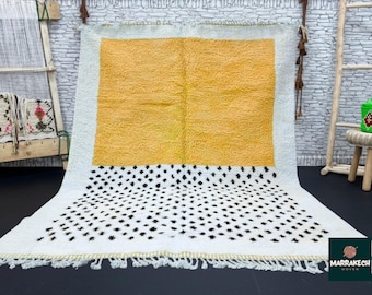 Handmade Beni Ourain Wool Rug: Moroccan Berber Carpet, Dotted Design