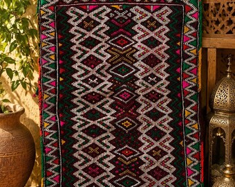 Vintage Moroccan Berber Cushion Cover: Handmade Wool Tribal Textile, 40+ Years Old