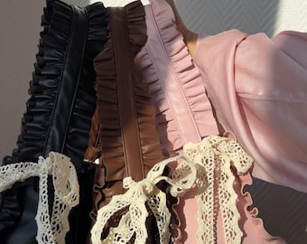 Eco Leather Bag With Ruffles – Cozy Bag for Autumn - Etsy