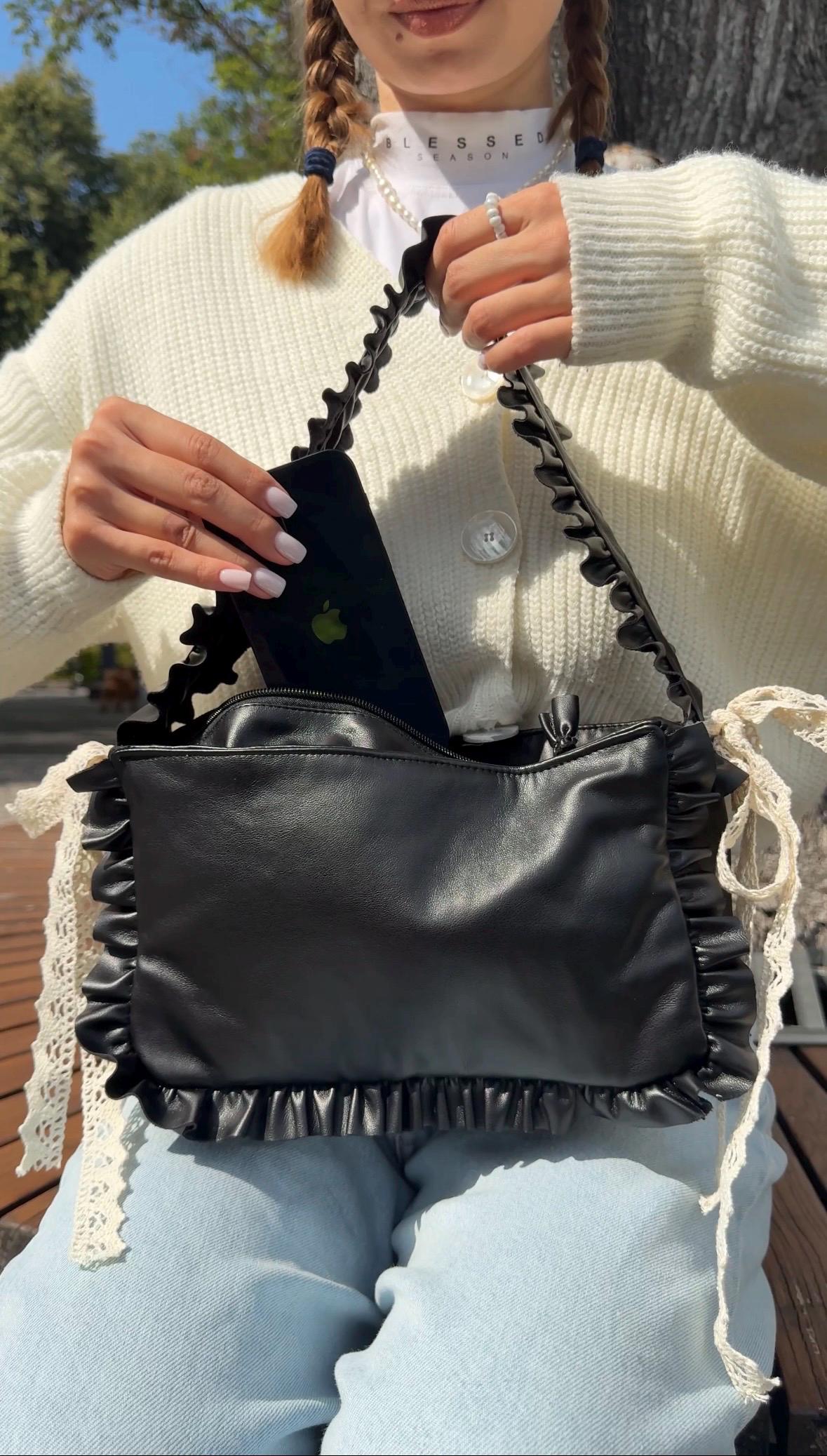 Eco Leather Bag With Ruffles – Cozy Bag for Autumn - Etsy