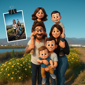 Ritratto 3D in stile Pixar in regalo / Ritratto personalizzato in stile cartone animato da foto / Opera d'arte digitale personalizzata per coppie, animali domestici e famiglie ispirata a Pixar