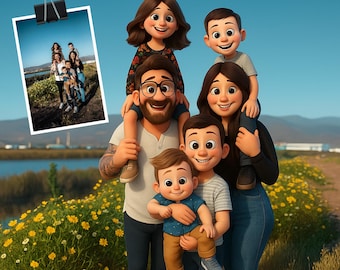 Regalo de retrato 3D estilo Pixar / Retrato de dibujos animados personalizado a partir de una foto / Arte digital personalizado para parejas, mascotas y familias inspirado en Pixar