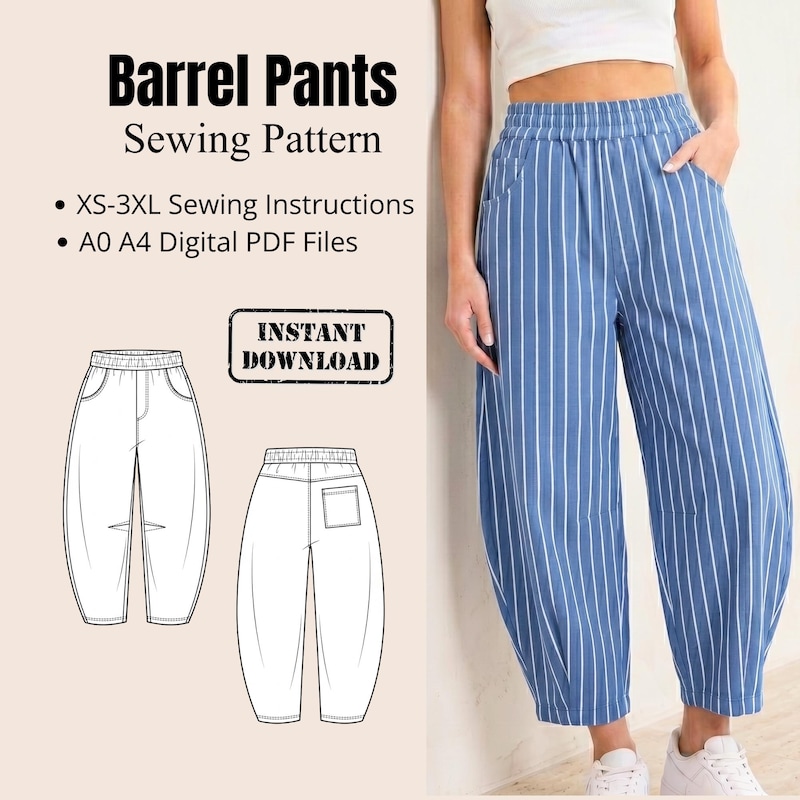 Barrel Pant Sewing Pattern - Etsy